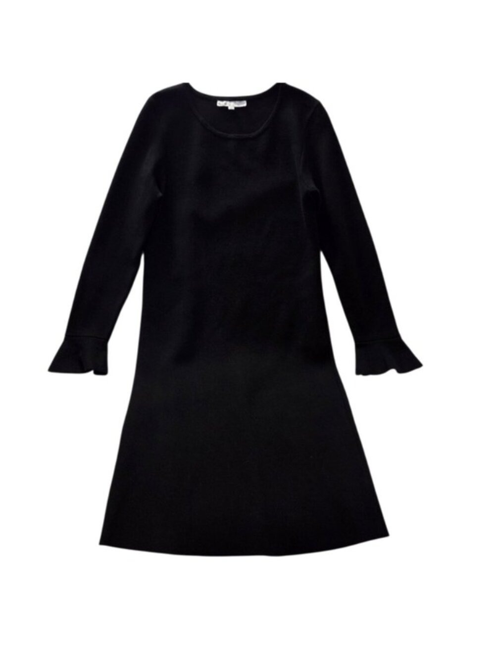 Cleo Black Sweater Dress Flounce Sleeves Small